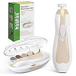 haakaa Baby Nail Care Electric Baby Nail File Kit with LED Light, Baby Nail Clippers for Newborn/Infants/Adults Toenails and Fingernails, 6 Replacement Heads & Storage Case, Acorn