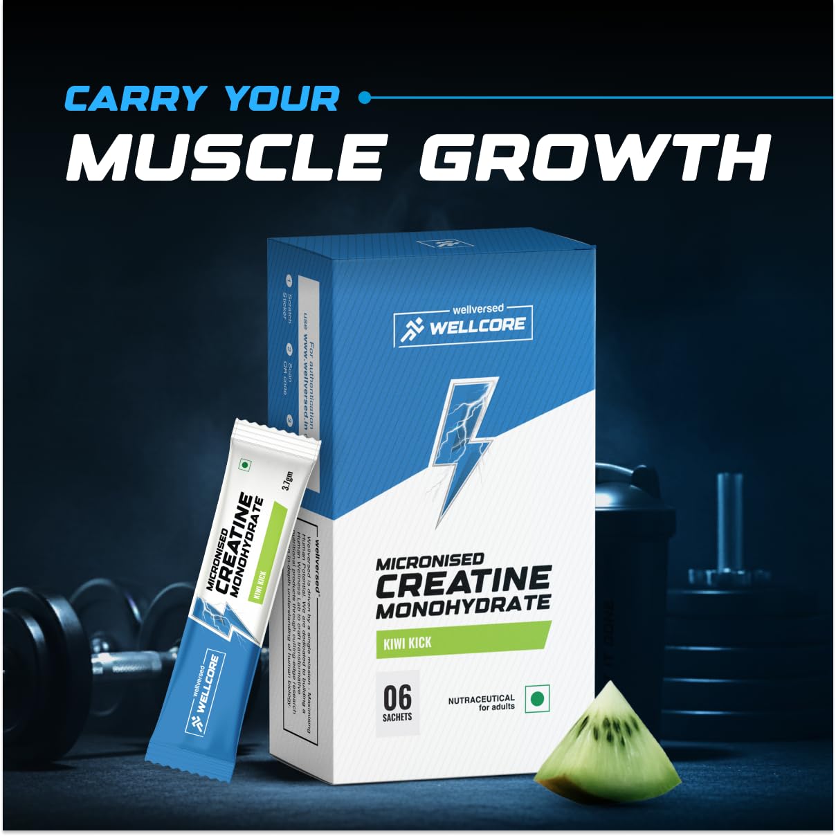 Wellcore Pure Micronised Creatine Powder (6 Sachet, Kiwi Kick) — Amazon image 5