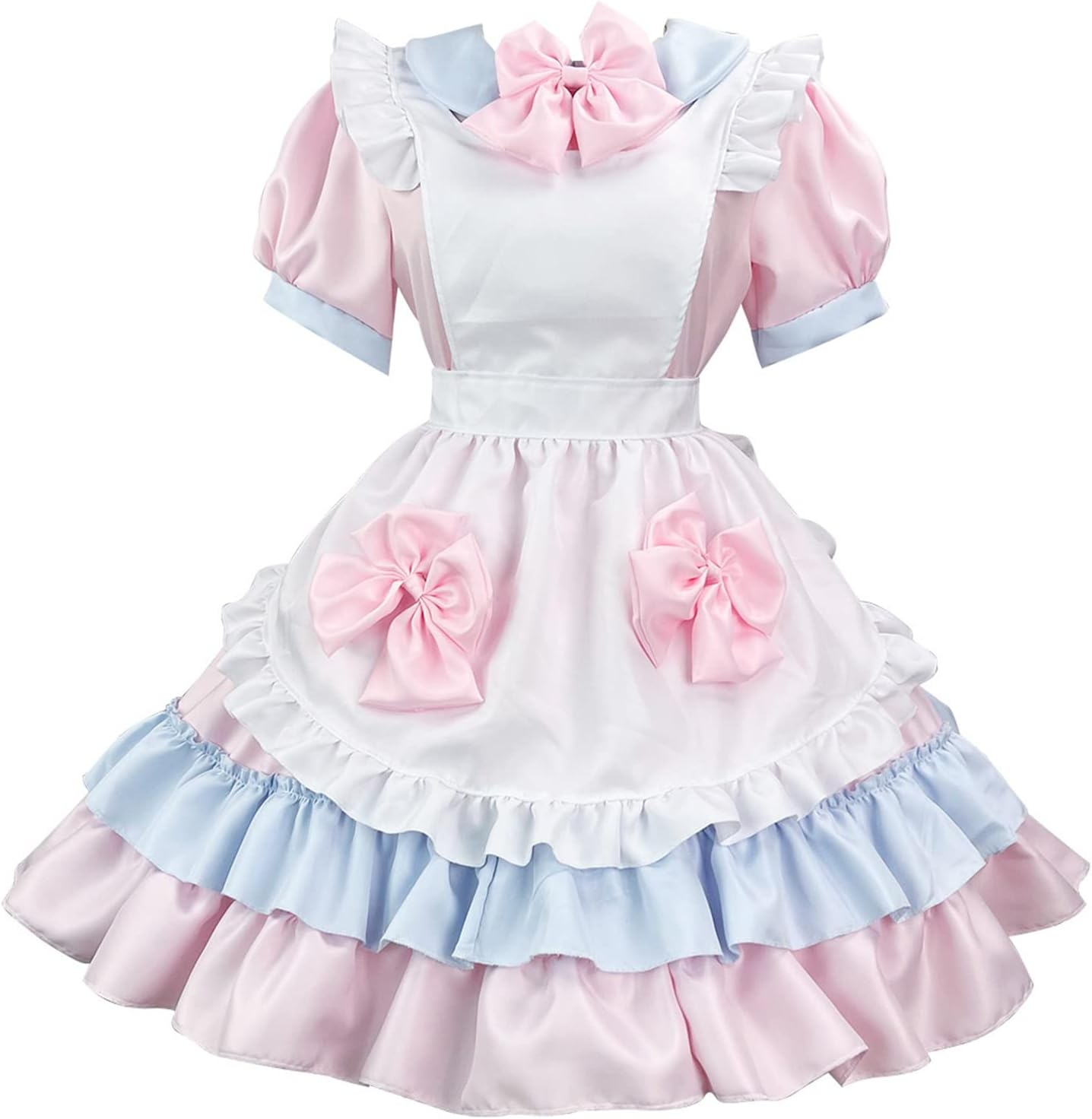 Women's Maid Apron Outfit Bowties Ruffle Sweet Lolita Dress