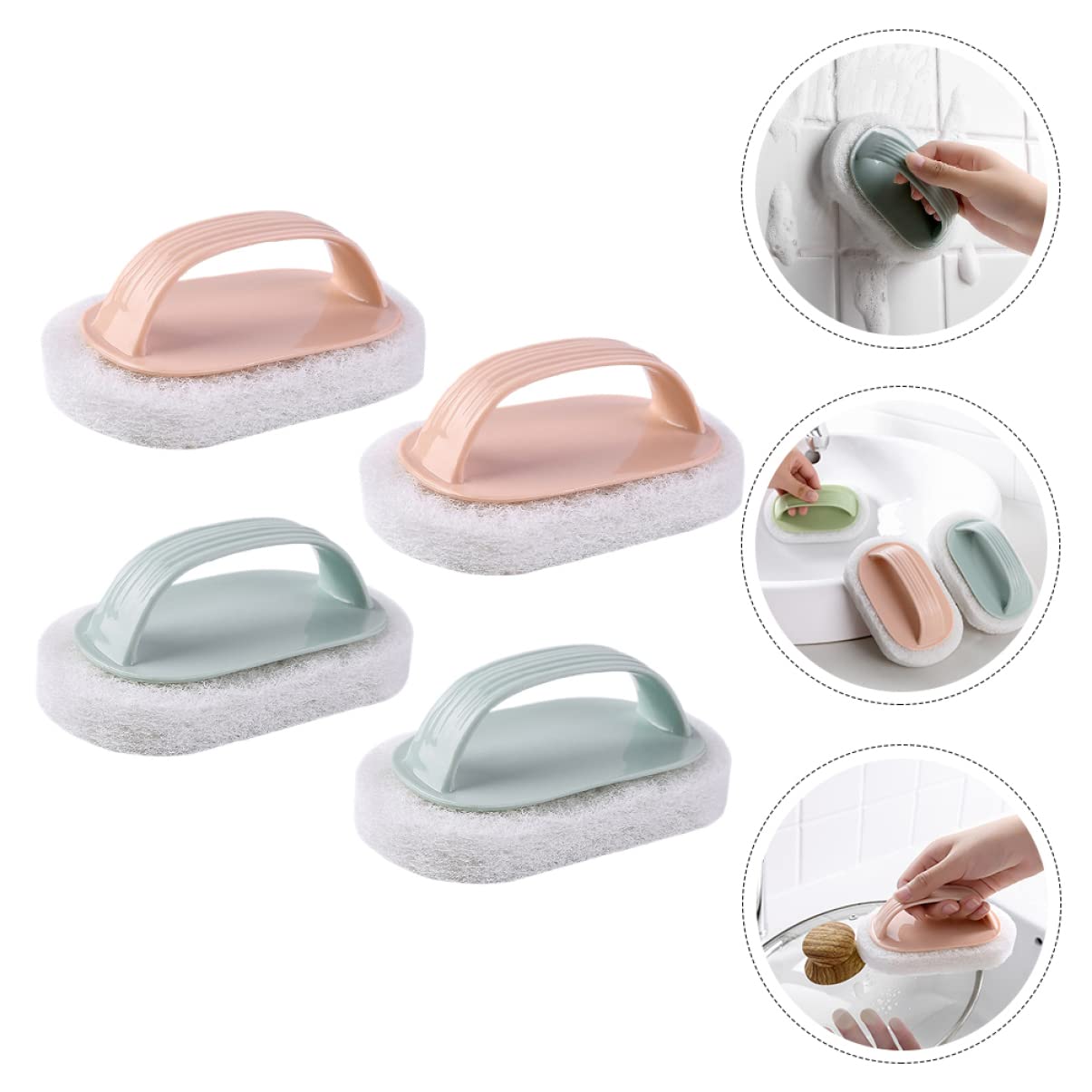 SOLUSTRE 12 Piezas Cepillo Limpieza Cepillo Esponja Limpieza Auto Pincel Cocina brocha Cocina depurador esponjas Esponja Lavado Cepillo con Mango plastico Ventana detergente