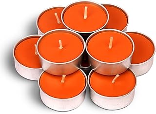 Pumpkin Spice Scented Tealight Candles - Fall Candles Scented Tea Lights Candles - Colored Tea Lights Candles Scented - Tea Candles for Holiday, Wedding, Party and Home Decoration