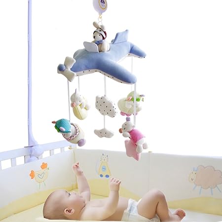 Shiloh Baby Crib Musical Mobile Plush Toys Light Blue Pilot Amazon Co Uk Baby