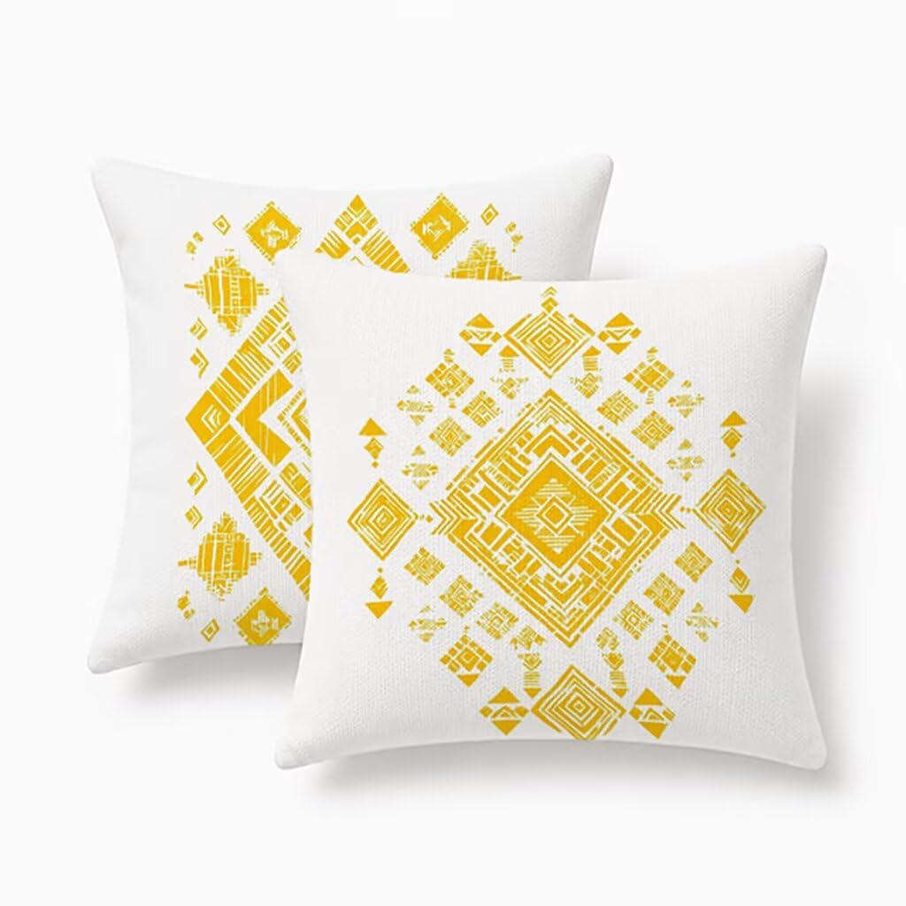 Lin coussin extérieur imperméable 45x45cm lot de 2 housses carrées à motif géométrique canapé
