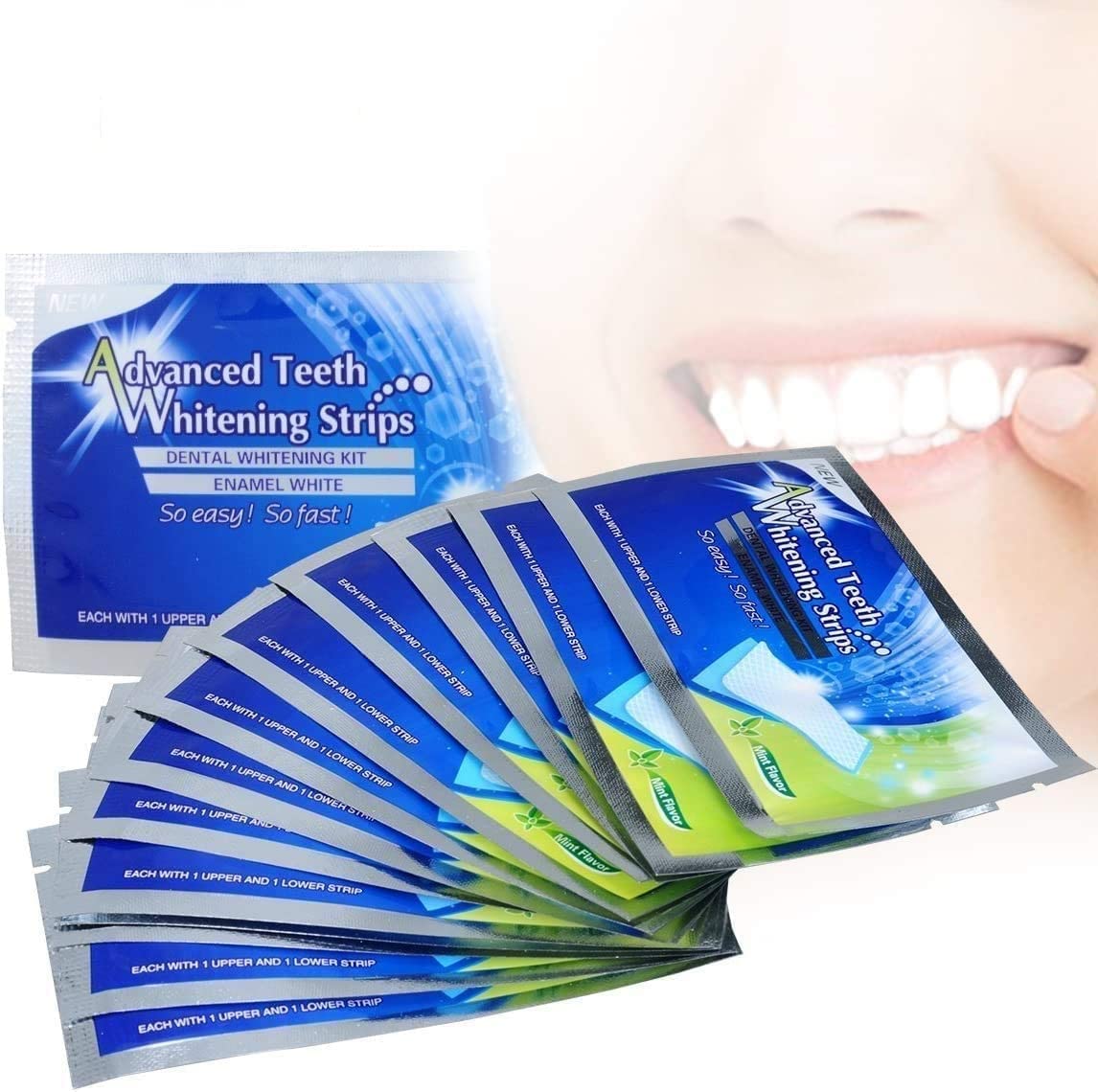 28pcs Teeth Whitening Strips, Professional Teeth Whitener, No Sensitive Enamel Safe, Mint Flavor, 28 Count