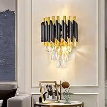 Modern Crystal Wall Sconce Lighting Black and Gold Wall Light Fixture Bedside Light 3 Tiers Wall Lamp for Bedroom Bathroom Dinning Living Room Hallway (Black & Gold, 1)