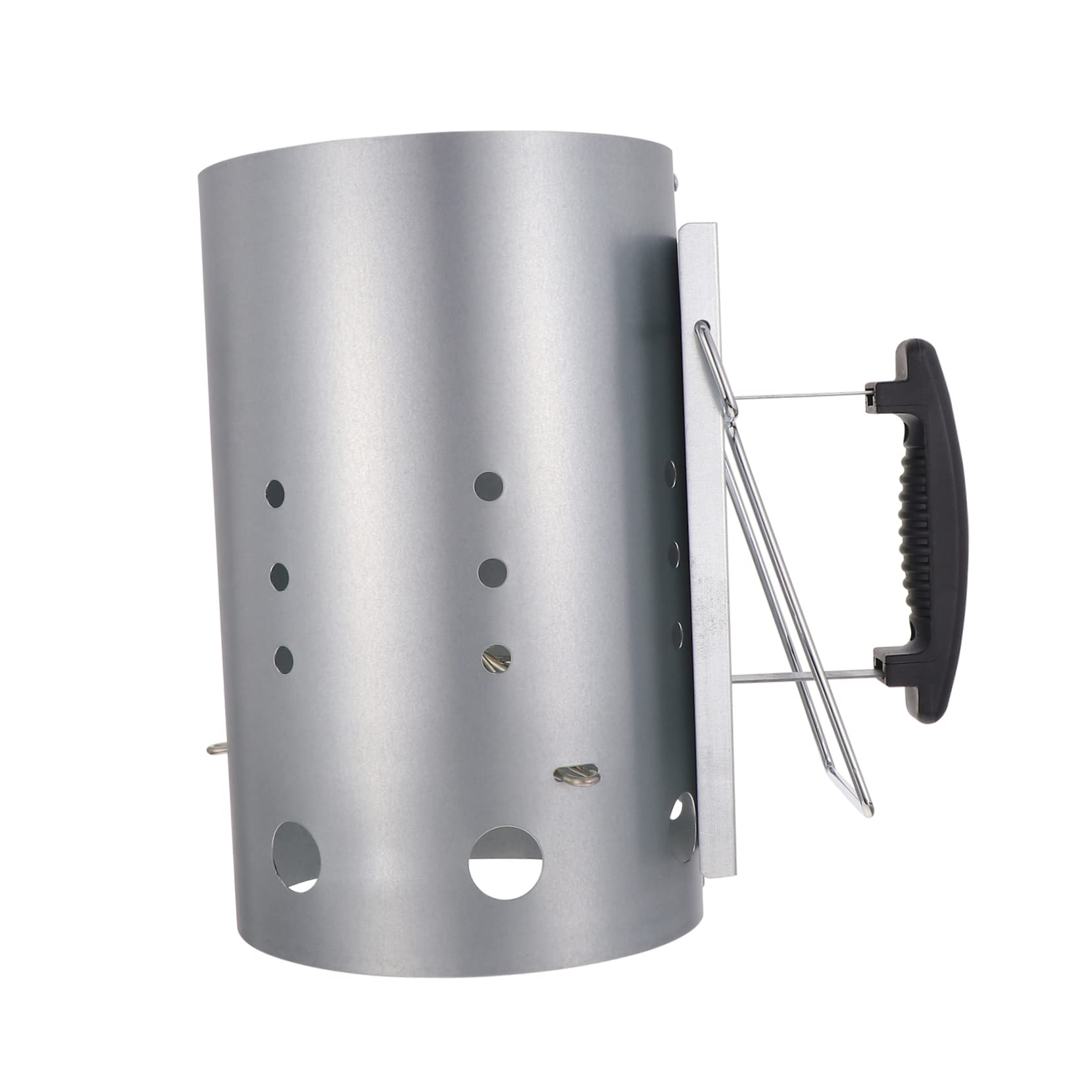 BESTonZON Accendifuoco per Barbecue a Carbonella in Acciaio Zincato Manico in Nylon Argento, Eccellente Circolazione d'Aria Senza Odore Chimico, per BBQ All'aperto