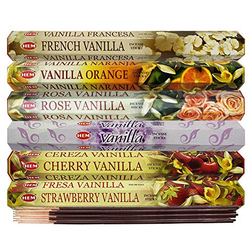 Hem Incense Sticks Variety Pack #18 And Incense Stick Holder Bundle With 6 Vanilla Fragrances #TOP2