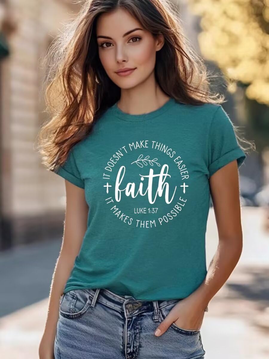 Christian Jesus T-Shirt for Women Vintage Bible Verse Printed Short Sleeve Faith Blessed Inspirational Girl Top Tees - Image 2