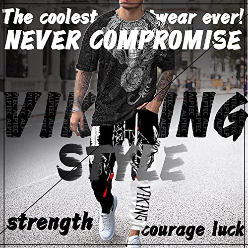 Norse Mythology Viking Jogger Sweatpants Compass Raven Pattern Track Pants Casual 3D Print Wide Joggers With Pockets3