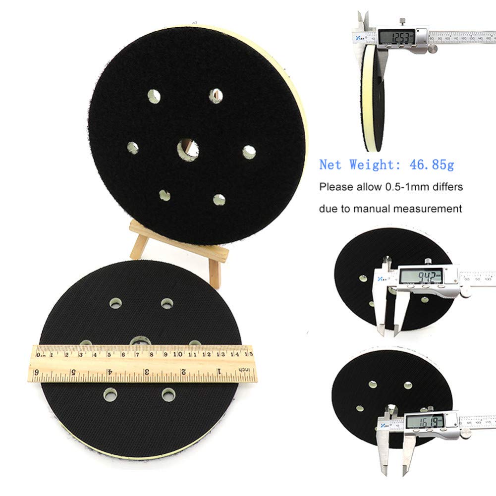 5PCS Almohadilla de interfaz de espuma de PU 6"150MM 7 orificios Densidad media Gancho y bucle Lijadora Almohadilla de respaldo Almohadilla de pulido Herramientas eléctricas Piezas