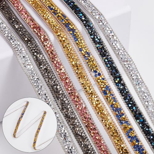 Ruban strass autocollant bleu marine en résine de 4,6m pour la customisation textile - 7