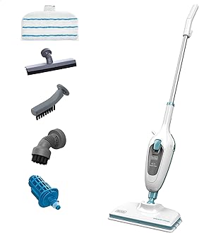 Black & Decker 5-in-1 Steam Mop with Superheated Steam with 5 Accessories Swivel Head 1300 W 380 ml White FSMH13E5-B5