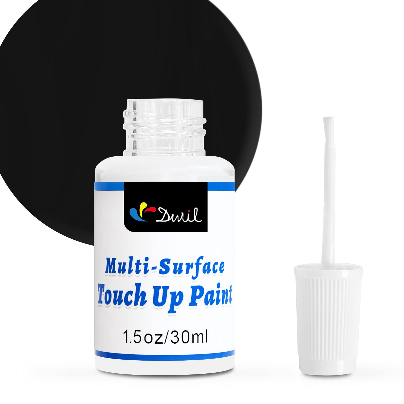 DWIL Black Appliance Touch Up Paint - Multi Surface Touch Up Paint Pen, Scratch Repair for Metal, Door, Cabinets, Wood, Microwave, 1.5 Fl Oz (Black)