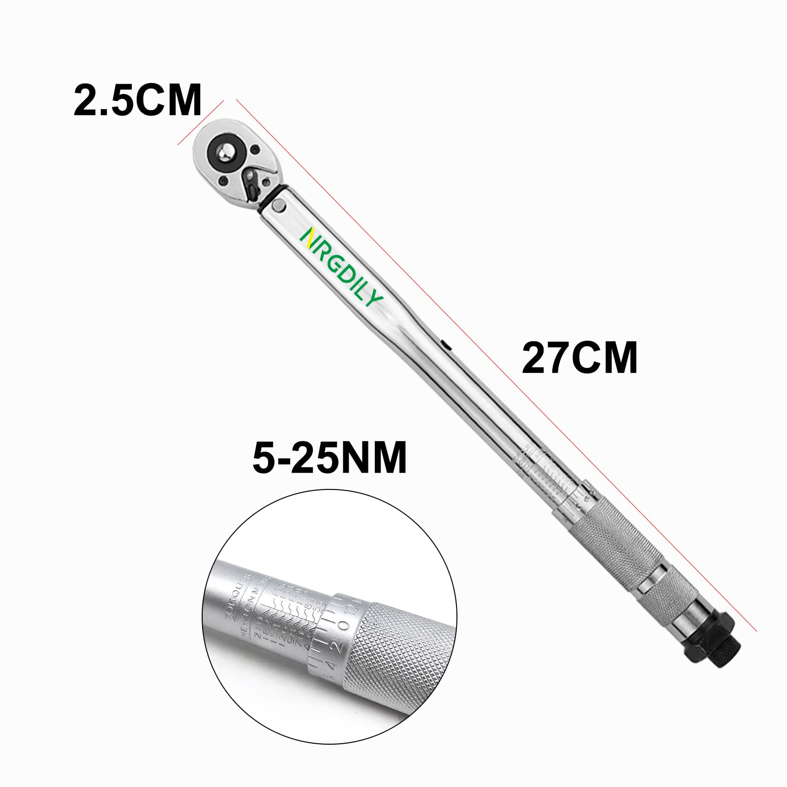 Klucz dynamometryczny 1/4 cala, 5-25 Nm