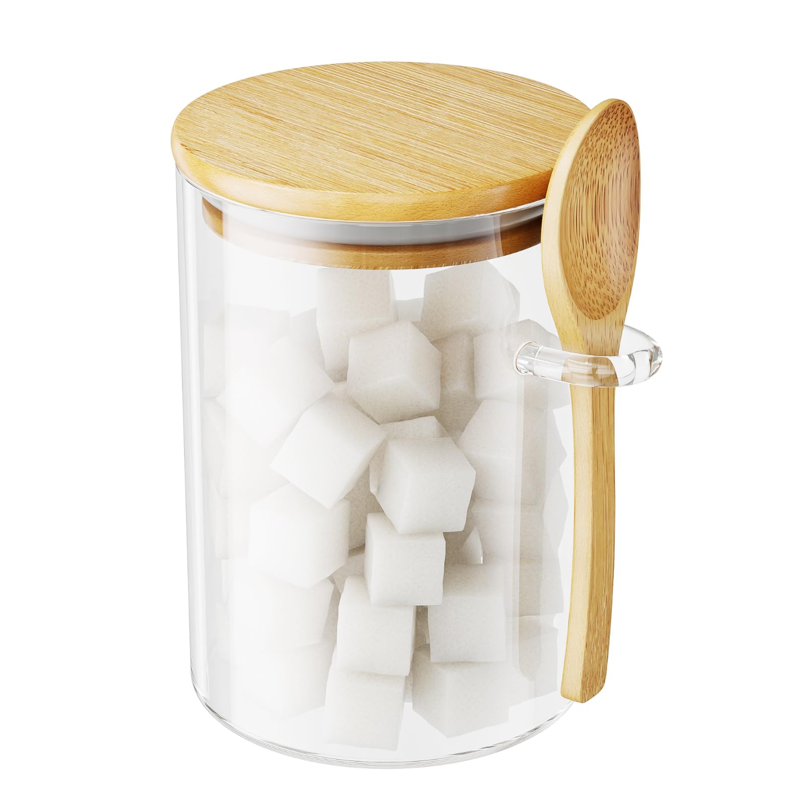 KOIKEY 450ml Glass Container with Lid, Glass Storage Jar with Bamboo Lid & Spoon, Glass jars with lids, Storage jars with lids airtight for Tea, Coffee, Sugar — image 1