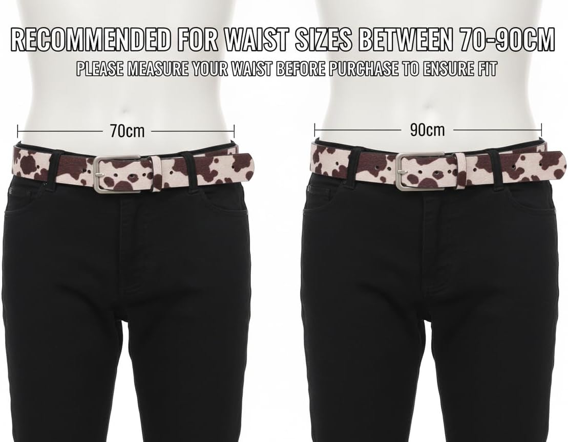 SUPVOX Cow Print Women's Fashion PU Leather Belt, Leather Cowgirl Belt, Stylish Outfits Accessories for Jeans & Dresses (1.14x39.3 Inch) - Image 5