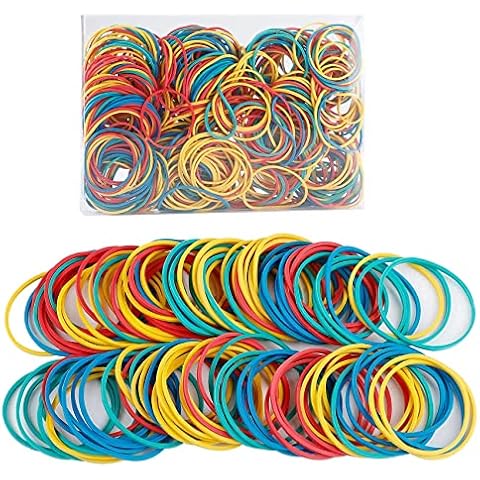 DesertBoy 200g About 500pcs Rubber Bands 38 * 1.5mm Stretchable Assorted Coloured Elastic Bands for School Home Office Supplies Document Organizing Cover