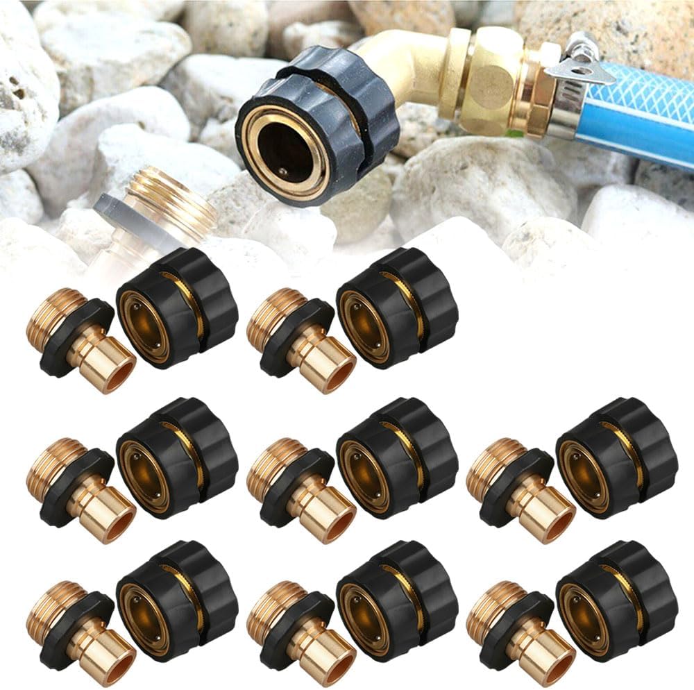 Cecurpo 3/4 Inch Male and Female Garden Hose Fitting Quick Connector, 2026 Upgrade Garden Hose Quick Connector, Quick Connect Pressure Washer Kit, Gardening Hose Quick Connector (Golden*8)