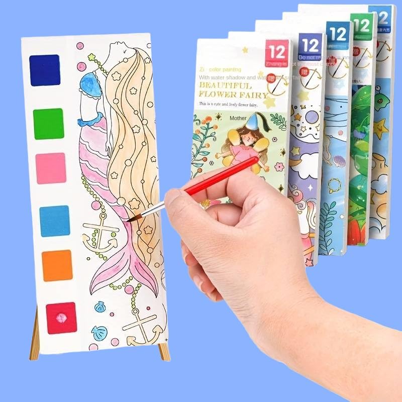 Stationery Supply Nagar 2Pcs Watercolour Painting Notepad for Kids 12 Different Pages, Water Painting Book with Water Colour with Painting Brush, Different Theme As Per Stock (B0DFWFH5HB) Amazon Price History, Amazon Price Tracker