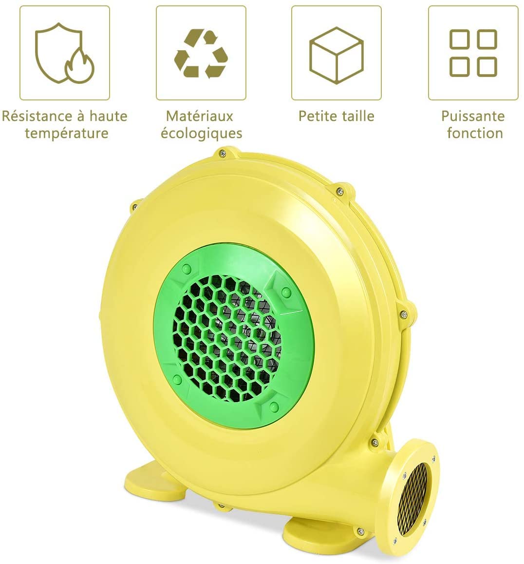 RELAX4LIFE Pompe Électrique Gonflable avec Moteur en Cuivre 350W/450W/680W/850W, Souffleur d'air avec Ventilateur pour Château Gonflable, Maison Gonflable de Rebond de l'eau, Cavalier, Jaune