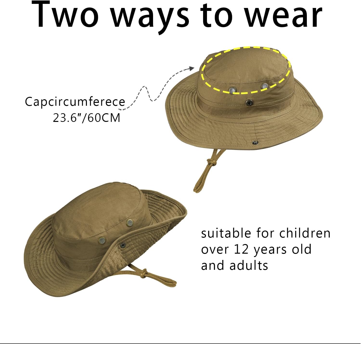 Camo Boonie Hat for Men Women, Military Tactical Wide Brim Bucket Hats, UPF50+ Jungle Sun Hats for Fishing Hunting Safari - Image 2