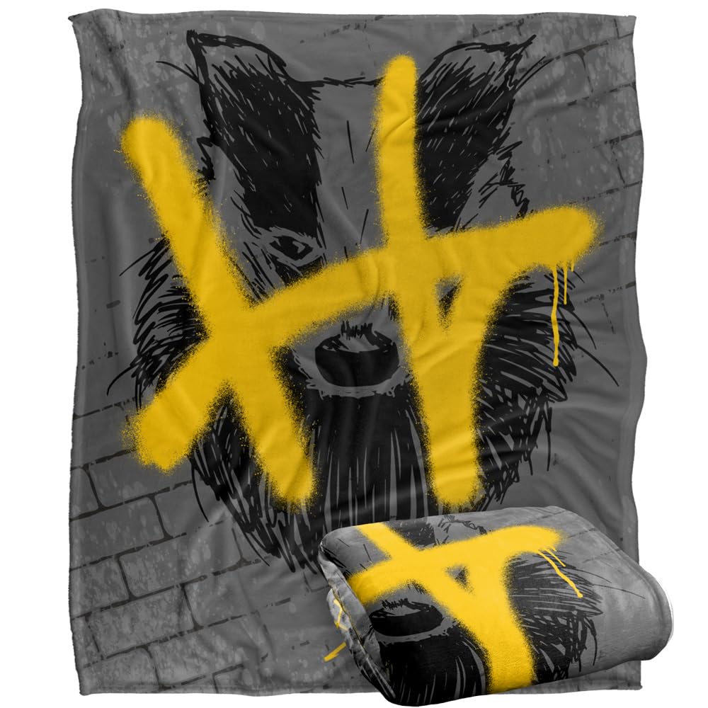 HARRY POTTER Blanket, 152 x 127 cm Hufflepuff Graffiti Silky Touch Super Soft Throw Blanket