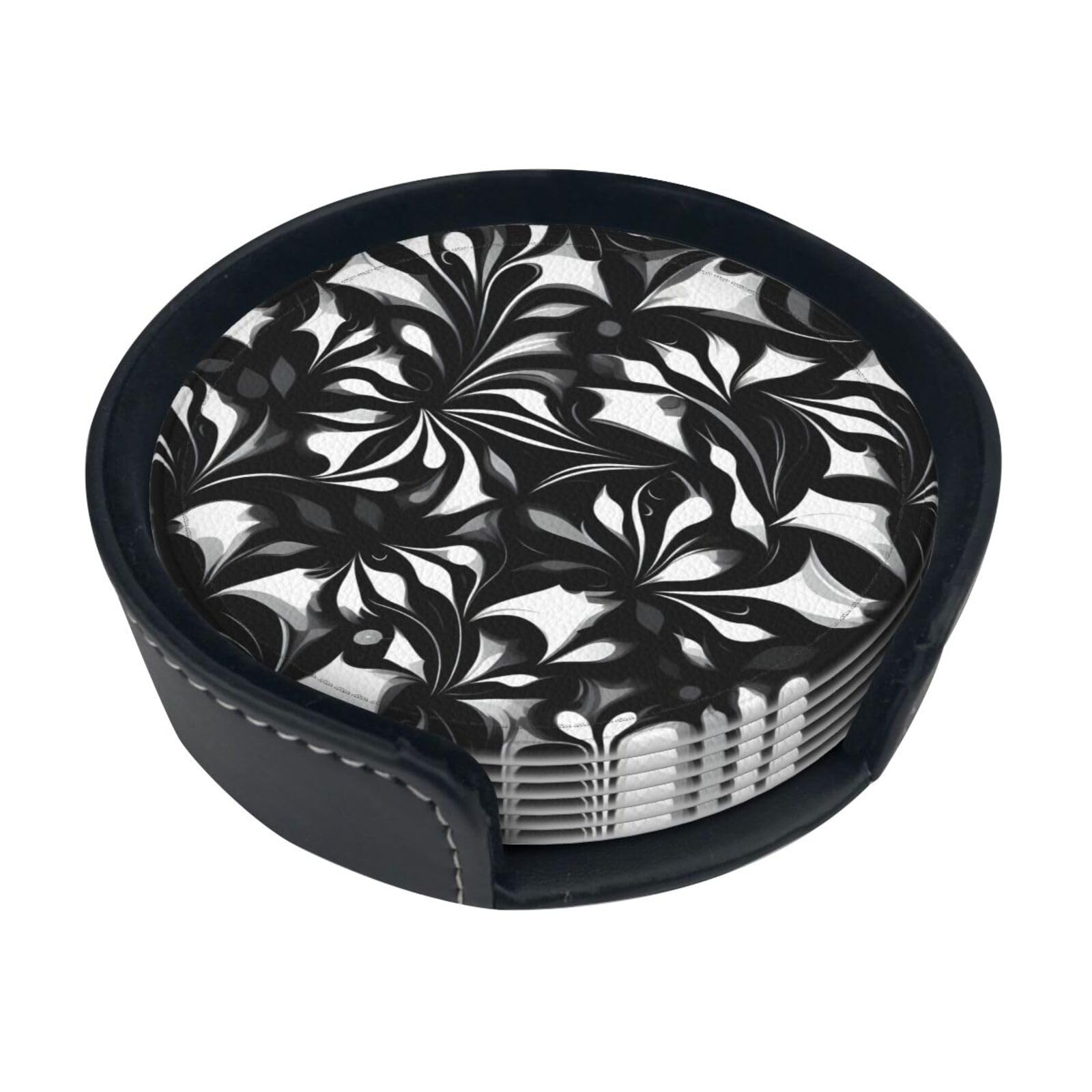 Dessous de verre noir et blanc set de 6 protège-table polyuréthane