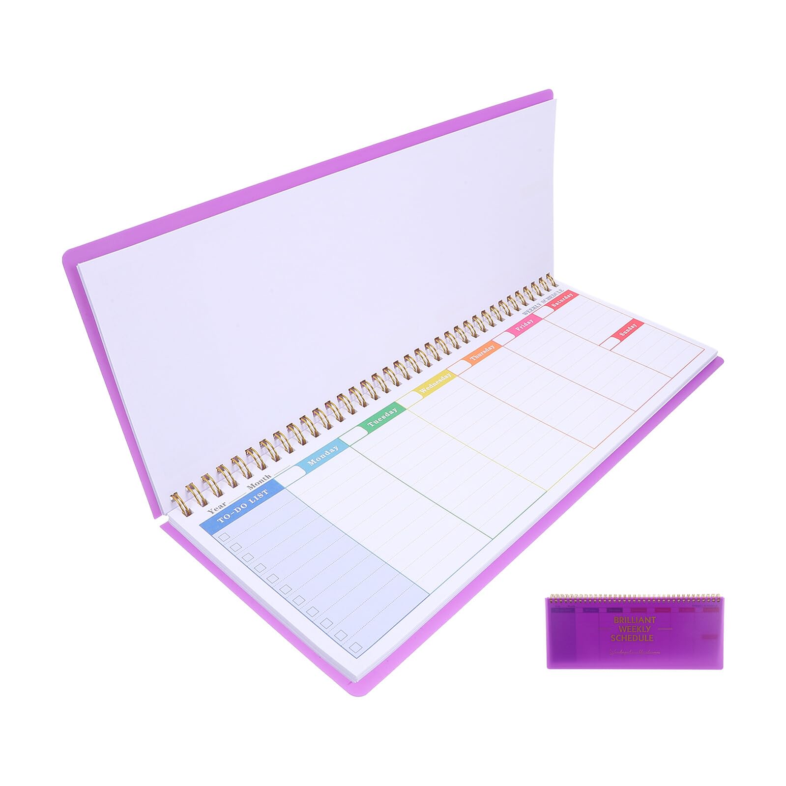 4 Piezas Planificador Semanal de Escritorio sin Fecha, Cuaderno de Notas con Pestañas Desprendibles, Diseño por Horas para Organización Diaria, Hojas Moradas para Tareas y