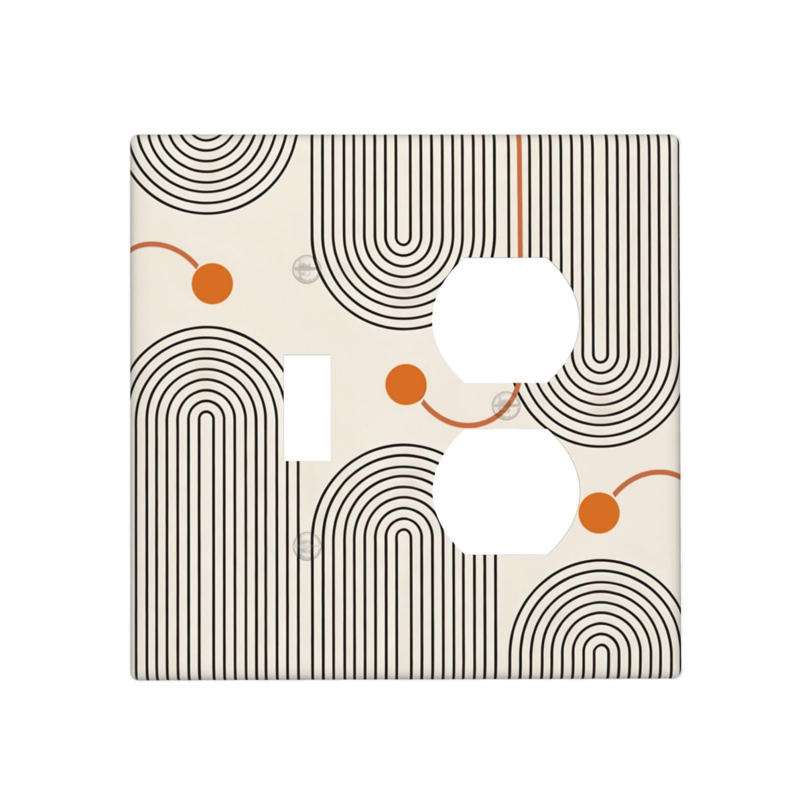 JDAKHD Decorative Outlet Covers Modern Geometric Arch 2 Gang Wall Plate Single Toggle Duplex Combo Mid-Century Minimalist Abstract Light Switch Covers Switch Plate Cover for Home Office Decor