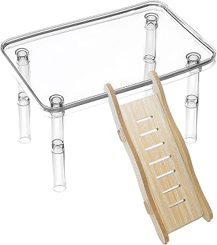 Hamster Acrylic Platform & Wood Climbing Ladder,Cage Accessories for Mice