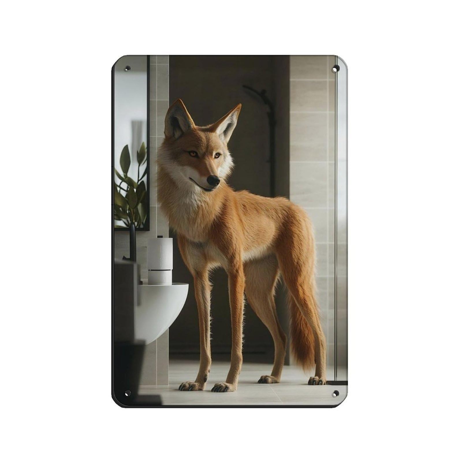 Wild Fox Bathroom Decor Retro Poster Metal Tin Sign Chic Art Retro Iron Painting Bar People Cave Cafe Family Garage Poster Wall Decoration 8x12inch(20x30cm)