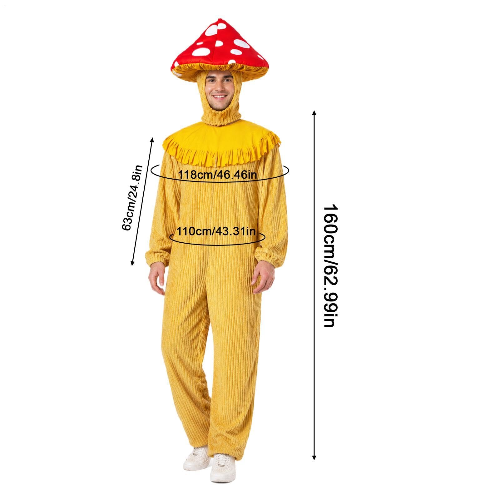 Kombinezon Grzybowy Dla Dorosłych Zabawne I Urocze Uniseks Ubrania | Strój Grzyba Onesie Na Występy Sceniczne, Sesje Zdjęciowe, Maskarady, Karnawał oraz Imprezy Cosplay