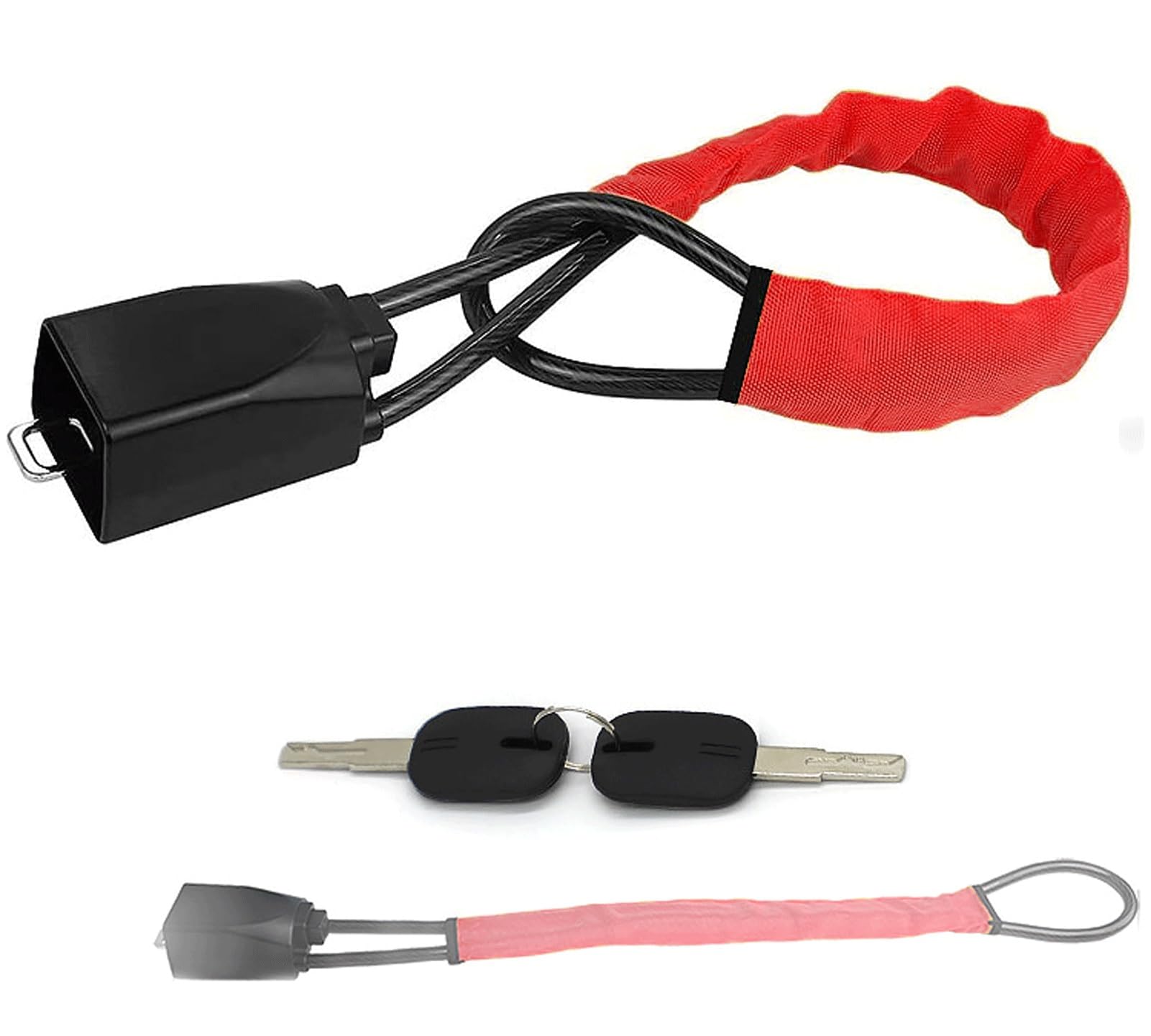 Qymlsh Red Car Anti-Theft Lock, Steering Wheel Lock - Universal Anti-Theft Device(Red)
