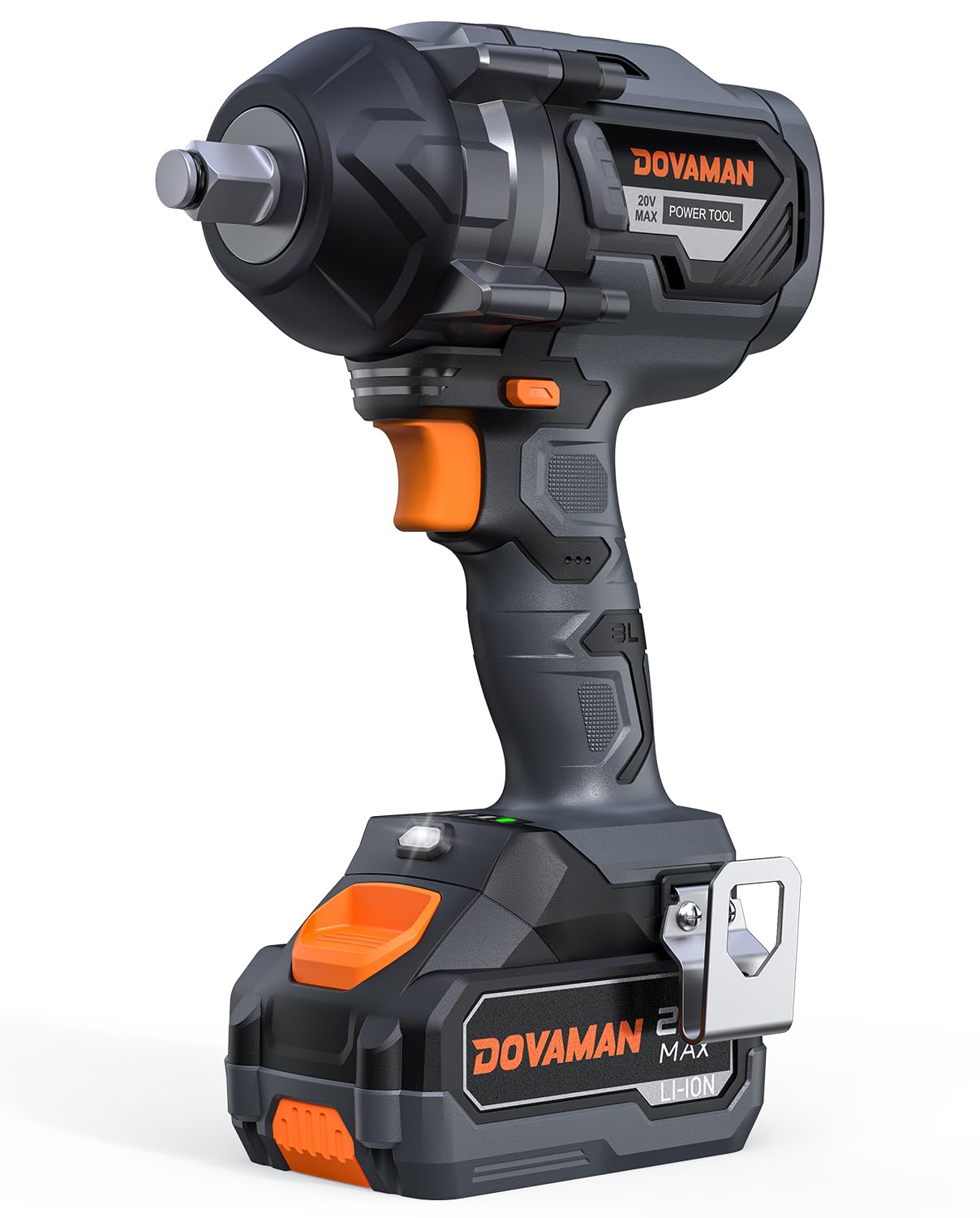 DOVAMAN TITANCE X8 Llave De Impacto Inalámbrica 20V – Alto Torque 1200 Nm, Motor Sin Escobillas, Pistola Eléctrica De 1/2" Con Batería 4.0Ah, 5 Vasos Y Cargador Rápido Para Reparación De Coches