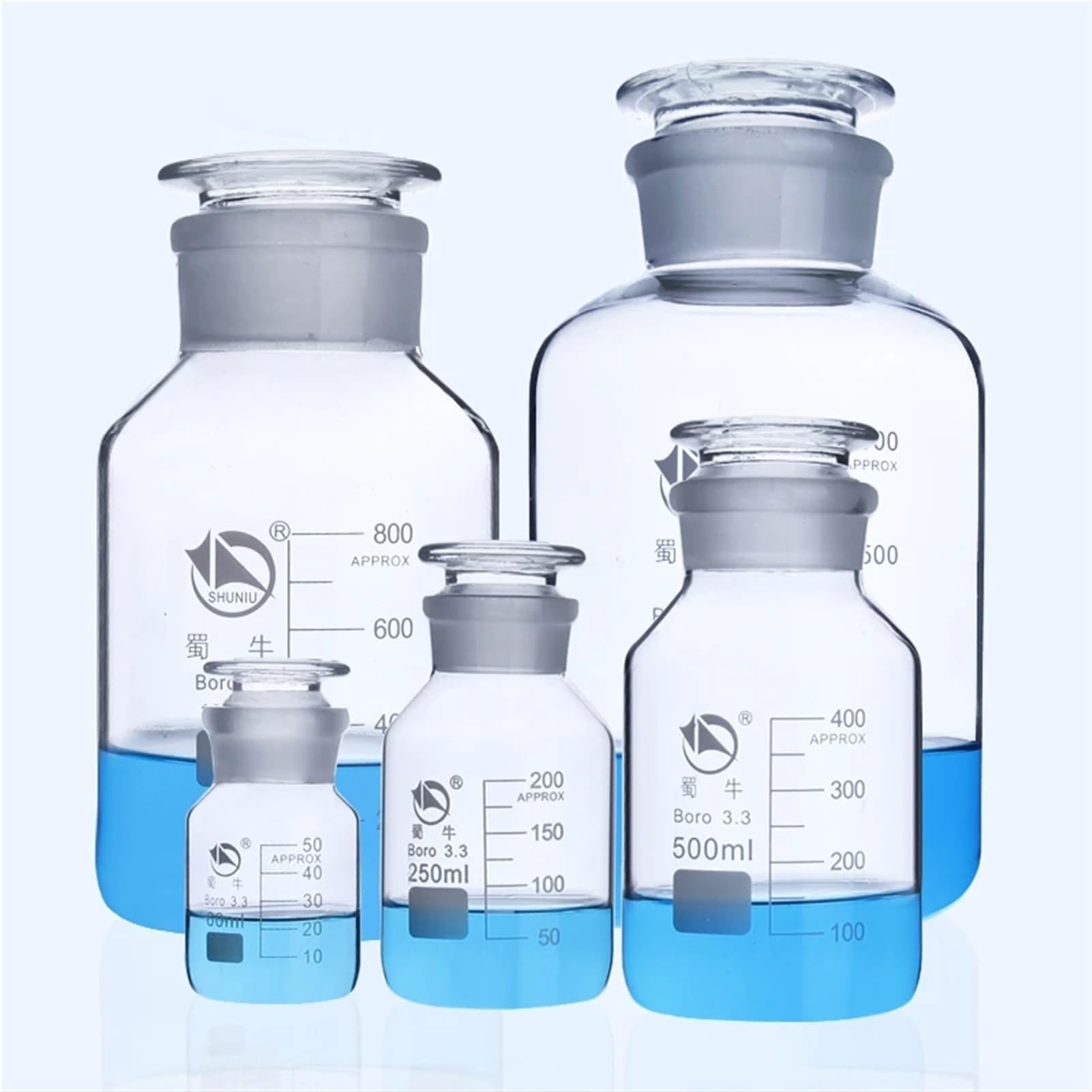 Glas Becherglas, Rundbodenkolben， Reagenzflasche aus Borosilikatglas mit breiter Öffnung, transparent, hitzebeständig, mehrere Größen(20000mL 1pc)