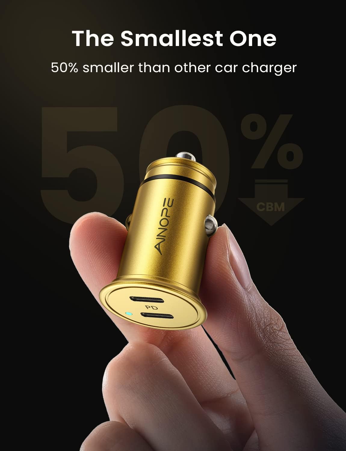 40W Car Charger Mini USB C Car Charger Fast Charging, PD 3.0 Dual Port Cigarette Lighter USB Charger, All Metal Car Charger USB C Compatible with iPhone 13/13 Pro/12/12 Pro, Galaxy S20/S10, iPad Pro