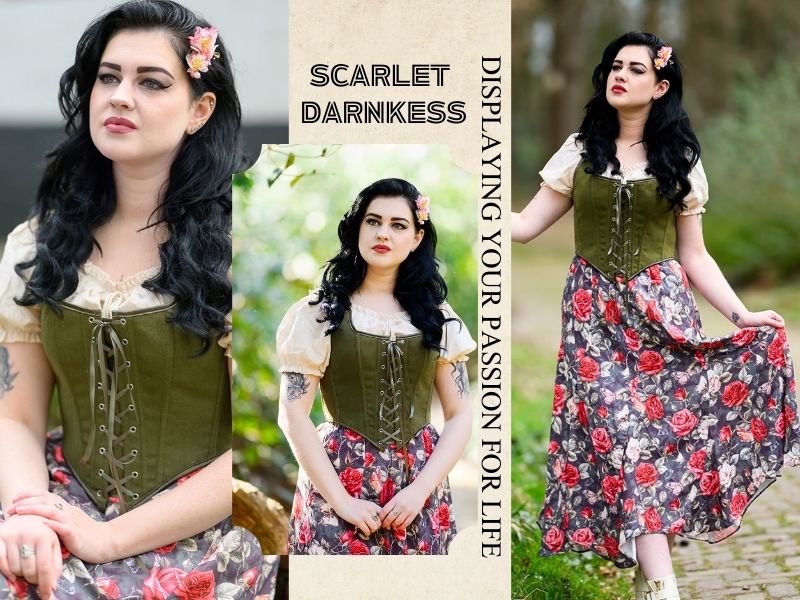 SCARLET DARKNESS Corset Renaissance Femme Imprimé Floral Vintage - Top à Lacets Col Carré