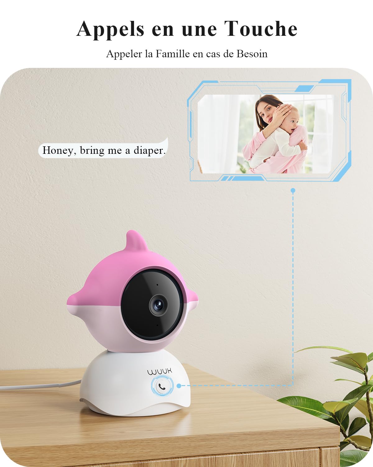 WUUK 2K 5.5" Babyphone Camera,Video Camera Bebe avec APP,360°PTZ Surveillance,Détection des,Appel en Une Touche,Mouvements/Température/Son,Berceuse à Bruit Blanc,Connexion Stable de 305m,2 Pack
