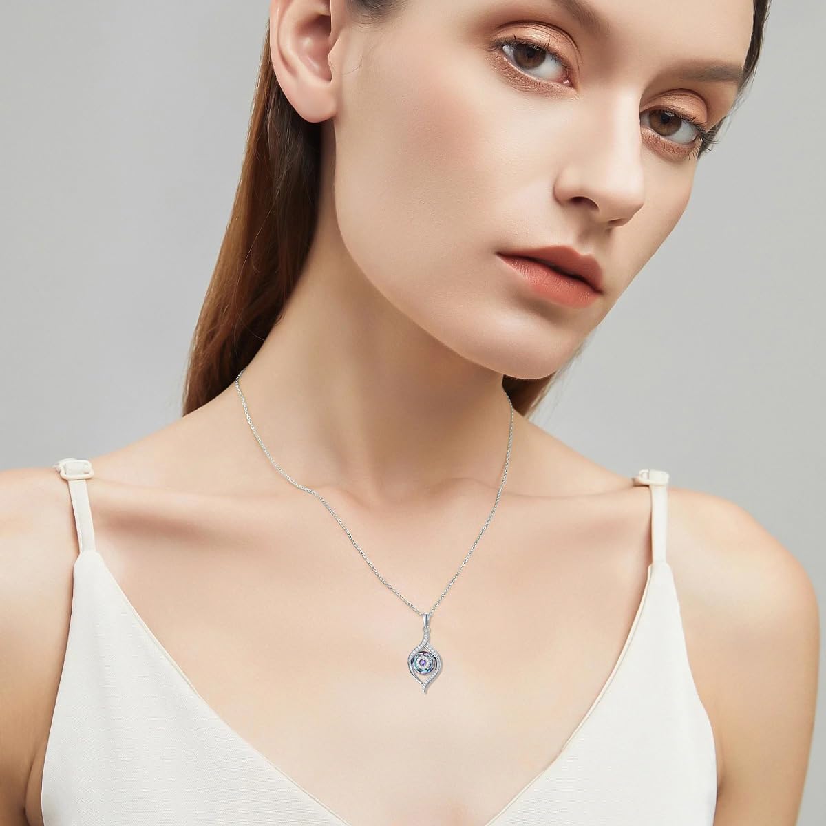 VONALA Collar con Colgante de Mal de Ojo de Plata de Ley - Azul/Azul Volcánico/Morado - Amuleto de la Suerte, Regalo de Joyería Ojo Turco para Mujeres