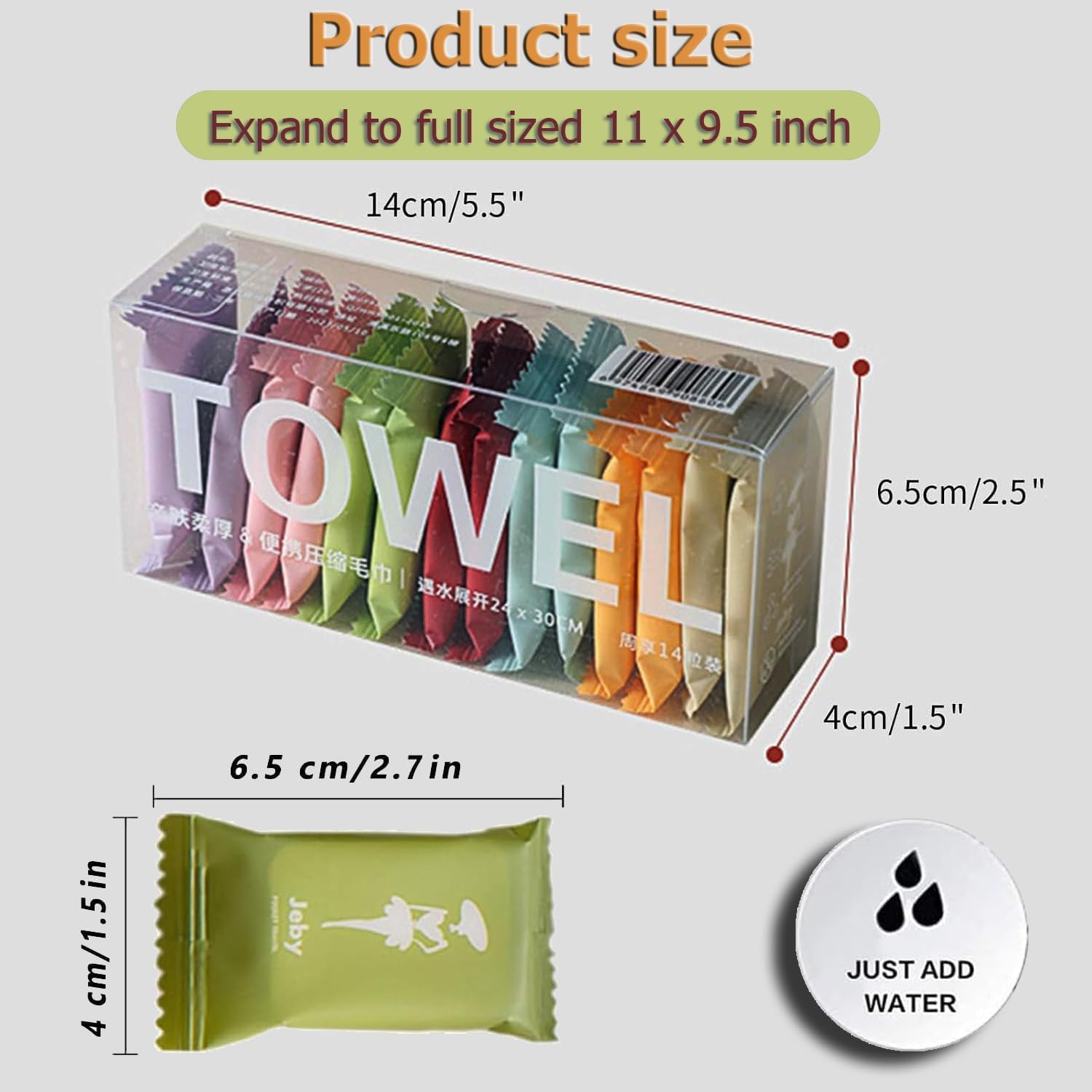 SYSVENT The Future | 14 PCS Pure Cotton Compressed Towels for Travel | Disposable Washcloths for Face & Hands | Thick Portable Dry & Wet Wipes | Reusable Compact Towels 1