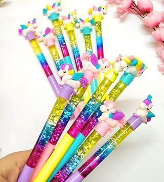Tera13 (Pack of 12)Unicorn Glitter pens / Stylish Pen for Kids / Glitter pens / Pen for School / pens for Kids /Pen for Girls