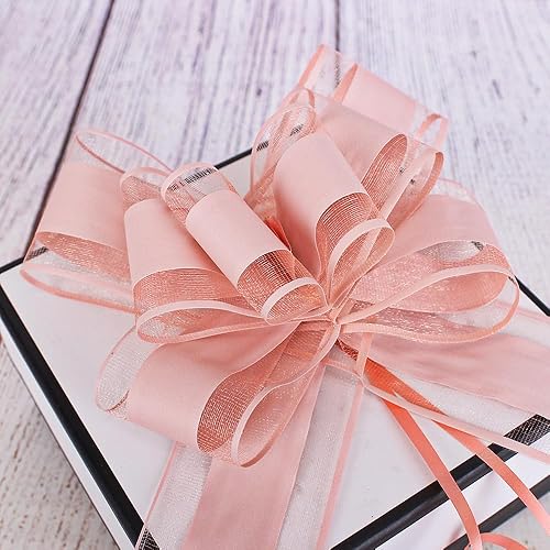 Miniatura 34 de WEWILUCK Lazos de regalo para regalos, lazos rosas para envolver regalos, lazos de regalo con cinta para bodas, despedidas de soltera y decoración