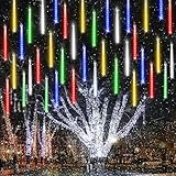 Joomer Christmas Lights Outdoor, 11.8 inch 10 Tubes 240 LED Meteor Shower Lights, LED Snow Falling Icicle Cascading Light with Timer Waterproof and Connectable for Christmas Decoration (Multicolor)