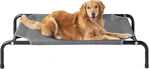 EHEYCIGA Camas elevadas para perros grandes, hamaca elevada para perros al aire libre, plataforma elevada para mascotas con marco y malla Teslin de