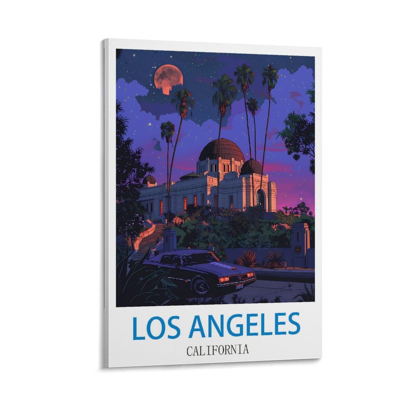 Fuudang Frame-Style Los Angeles California Vintage Travel Poster 16X24inch(40X60cm) Canvas Art Poster And Wall Art Picture Print Modern Family Bedroom Decor Posters