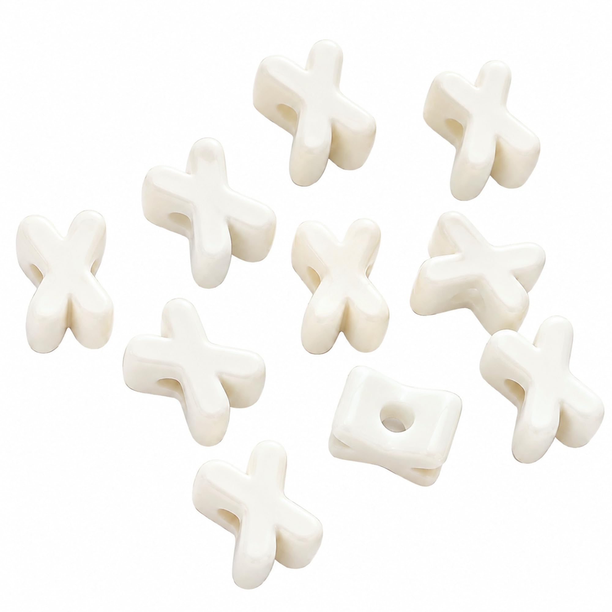 Letter Beads, 10pcs Alphabet Beads, Large Acrylic Letter Beads with 6mm Holes for Bracelet Making, Jewellery, Keyrings and Craft Projects (Cream White, Letter X)