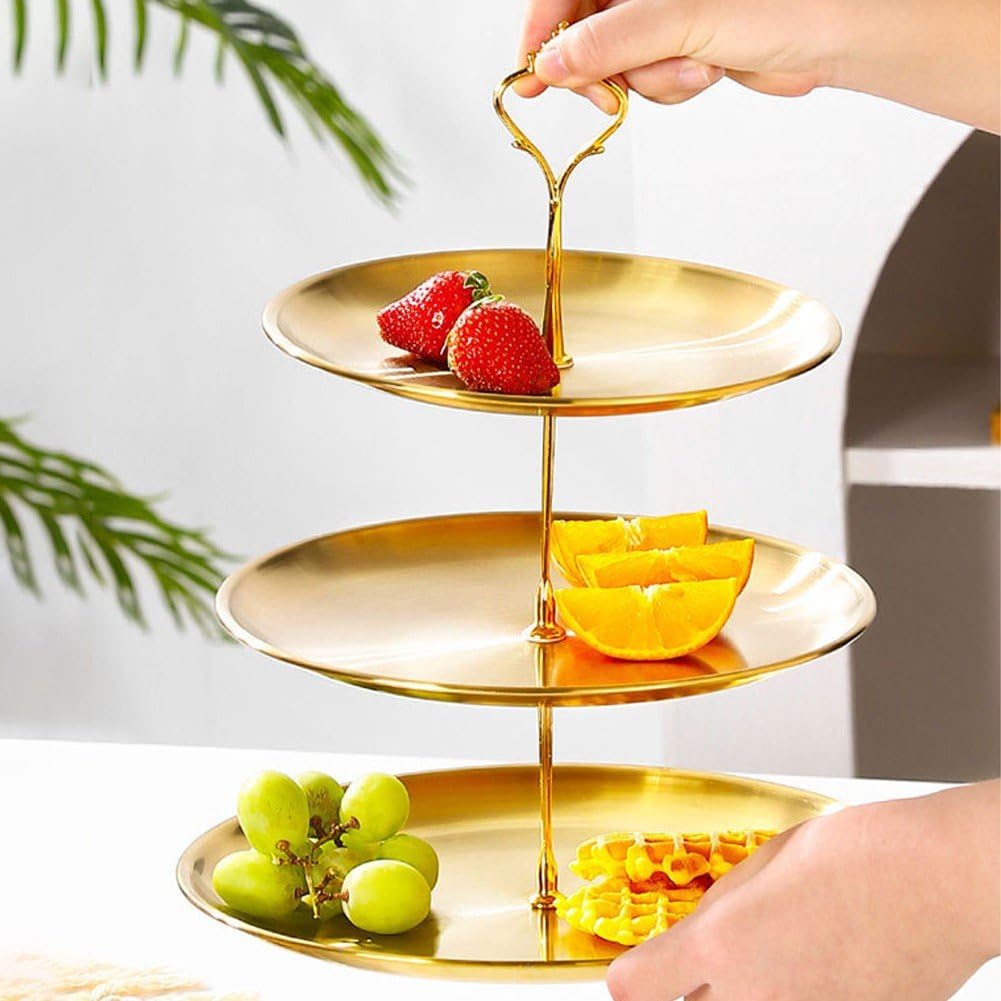 Set Di 2 Espositori Per Cupcake 3 Livelli In Metallo Dorato, Vassoi Porta Torte E Dessert Per Matrimoni E Feste Di Compleanno
