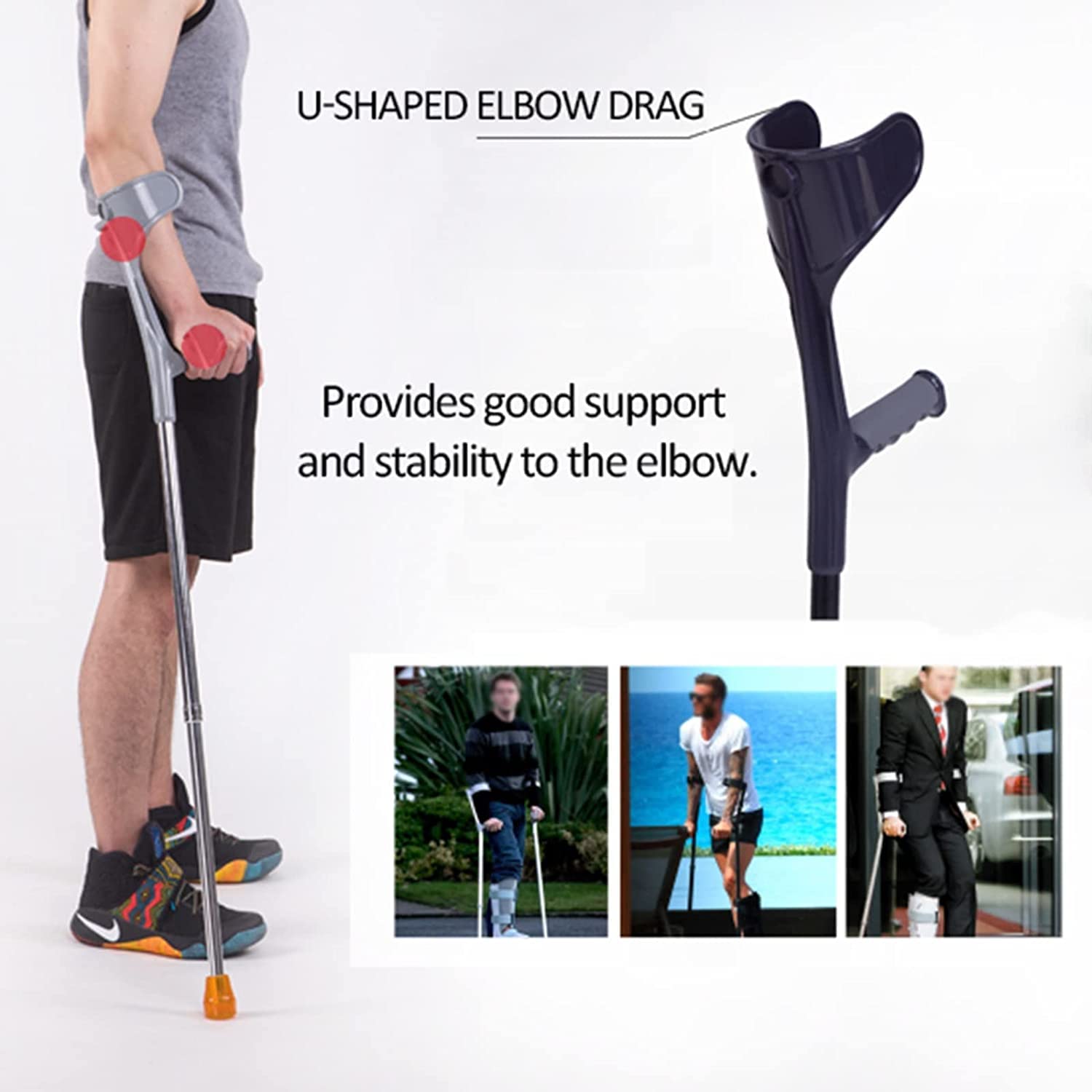 SYALEO Muletas 1 par de muletas médicas para antebrazo para Adultos, muletas Ligeras para Caminar, muletas de Brazo Ajustables para niños, jóvenes y Ancianos para Caminar