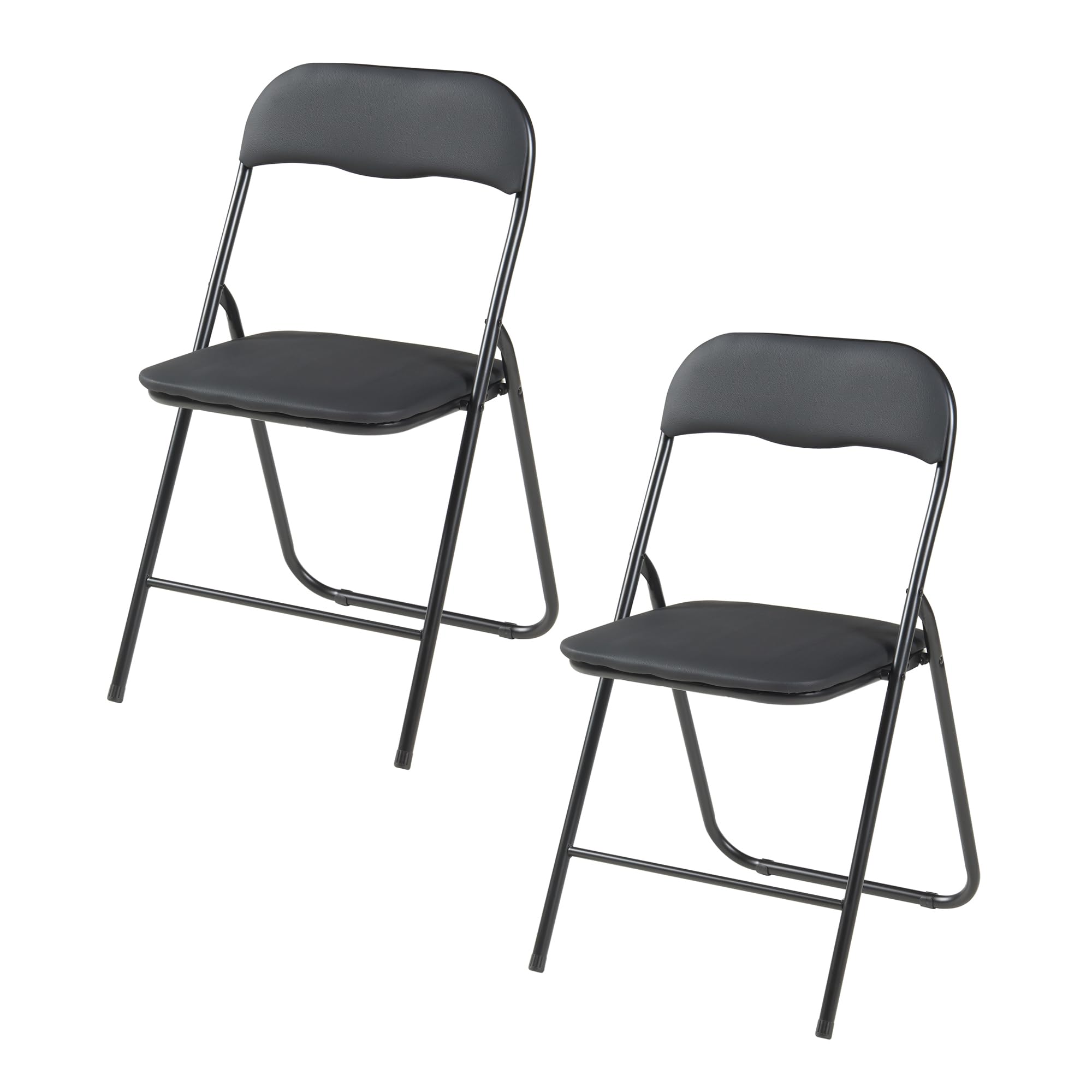 Panana Folding Chairs with Padded Cushion and Back, Metal Chairs for Home and Office,Indoor and Outdoor Foldable Chairs (Black, 2 Pack)