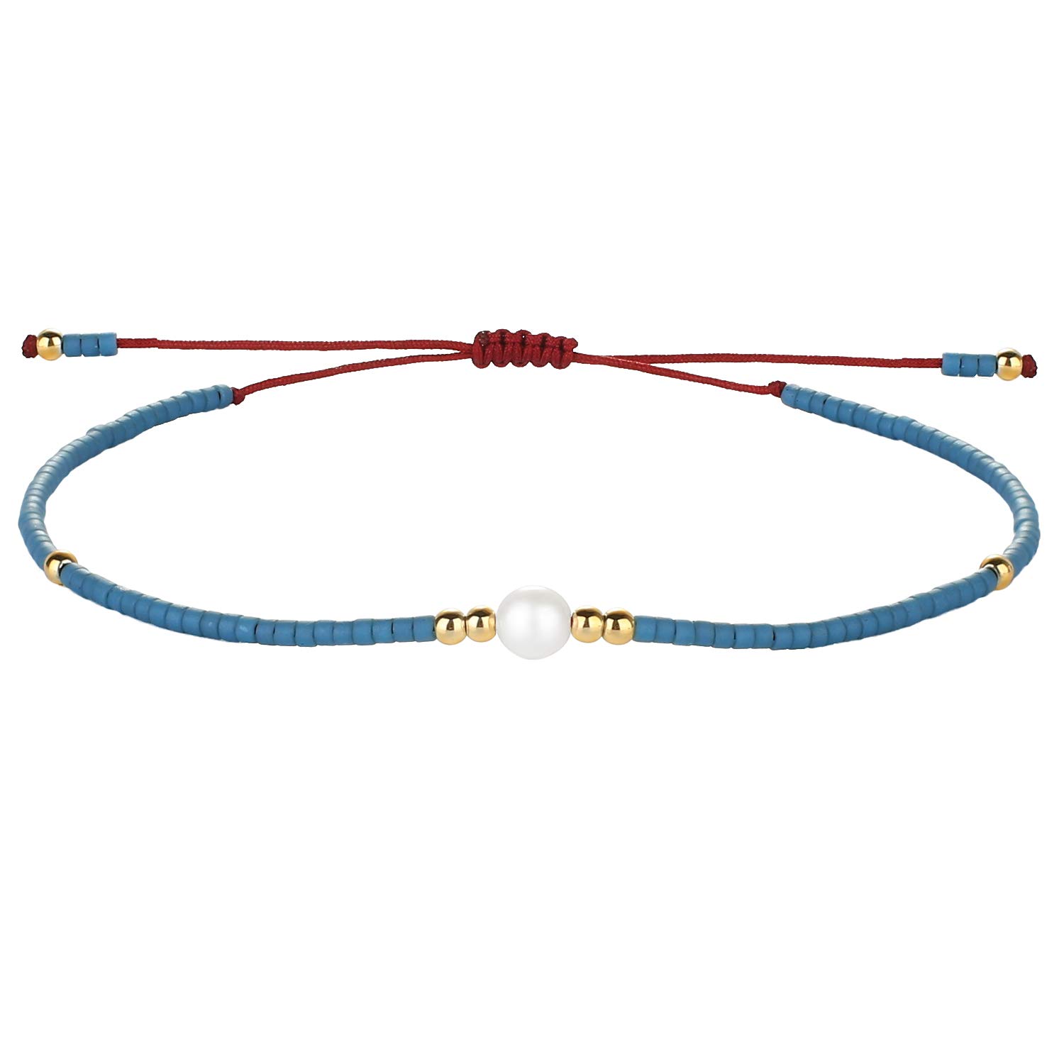 C·QUAN CHI New Pearl Beads Strand Bracelets Handmade Miyuki Woven Friendship Bracelets Thin Strings Adjustable Girls Bracelets